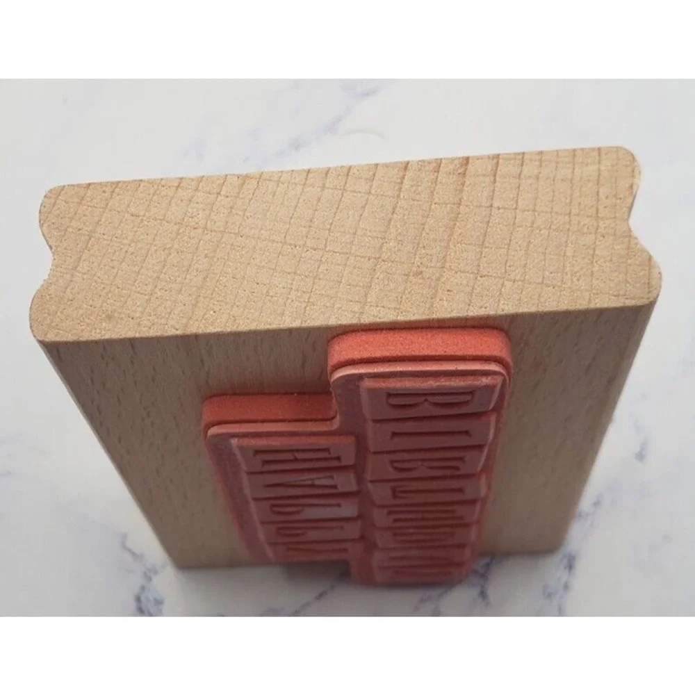 Happy Birthday Block Letters Greenbrier Wood Mounted Rubber Stamp